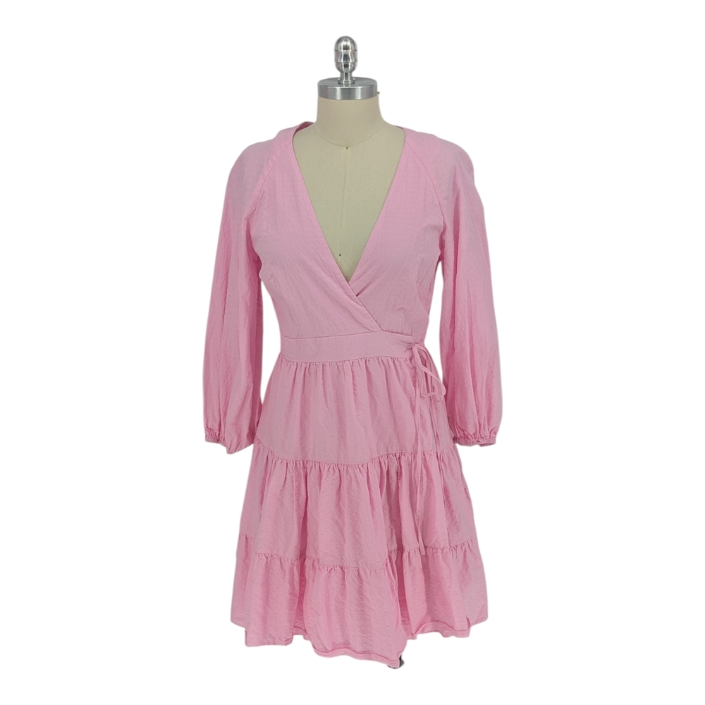 00030 Gianni Bini A Line Wrap Dress Pink size Medium preppy cottagecore spring